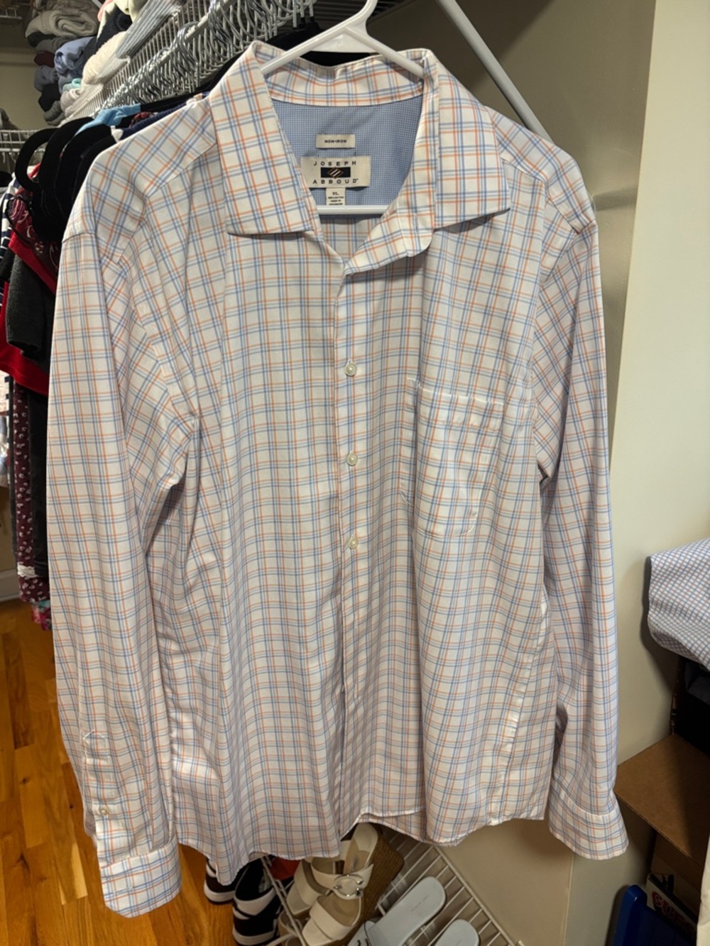 Like new Joseph Abboud Light Blue and Orange Checked Dress Shirt